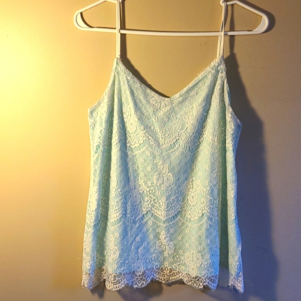 Lacy blue tank